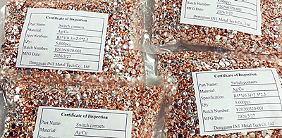 Stable delivery for silver contacts AgCu Bimetal rivets